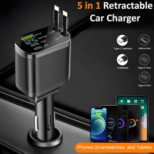 Chargeur de voiture rétractable